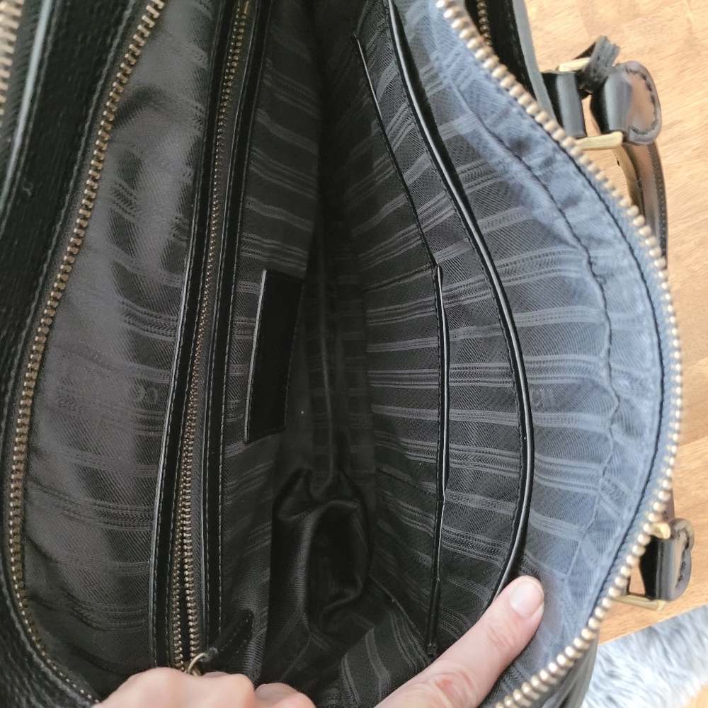 EUC Vintage Coach Metropolitan Commuter Double-zip Briefcase, black and brass - Picture 10 of 10